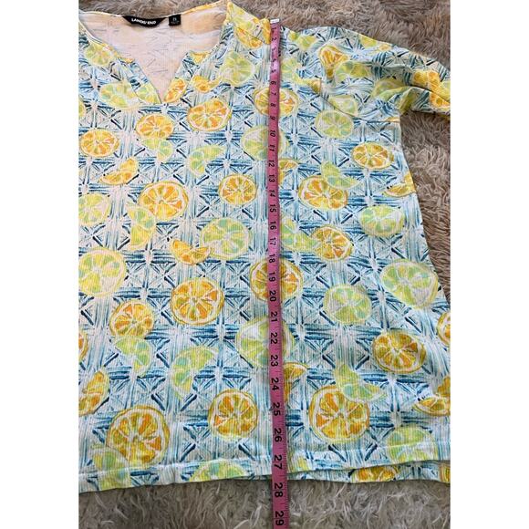Lands’ End Women’s 2X Citrus Orange Lemon Split Neck Cotton Spandex Top - Picture 9 of 9